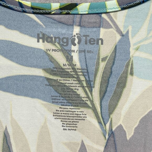 Hang Ten UV Protection Long Sleeve Palm Frond Tropical Foliage Tee Rash Guard M - Picture 11 of 11